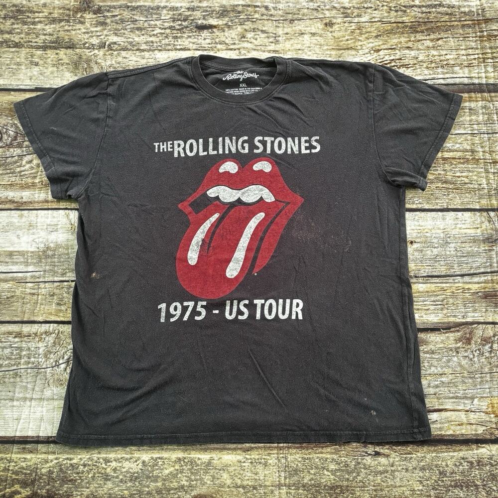 The Rolling Stones Shirt Womens XXL Black 1975 US Tour Short Sleeve Tee 2XL
